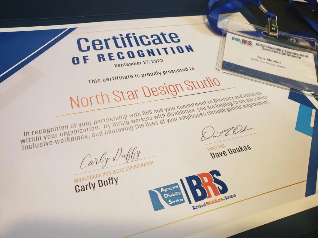 North Star Design Studio Recognized by the Bureau of Rehabilitation Services in Connecticut for Commitment to Diversity and Inclusion