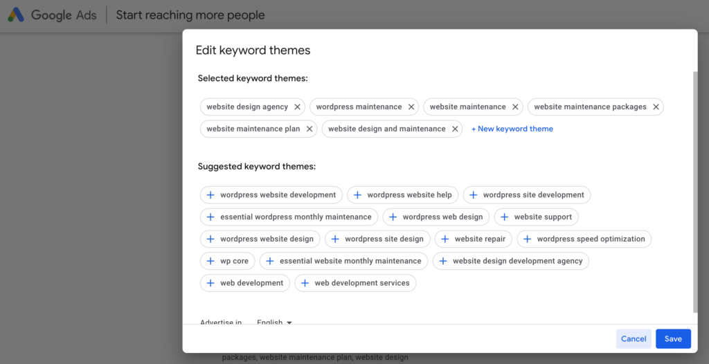 edit keyword themes