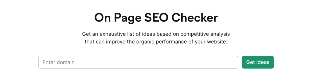 SEMRush On Page SEO Checker 