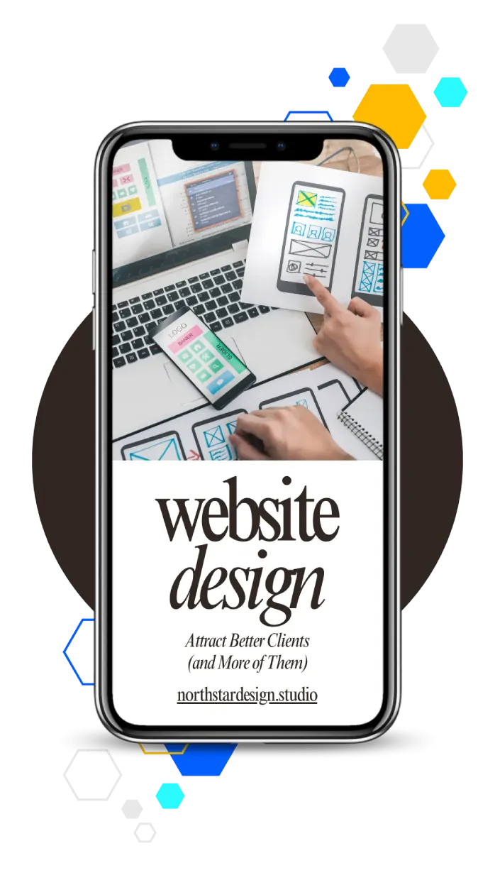 Smartphone showing screen of website design services