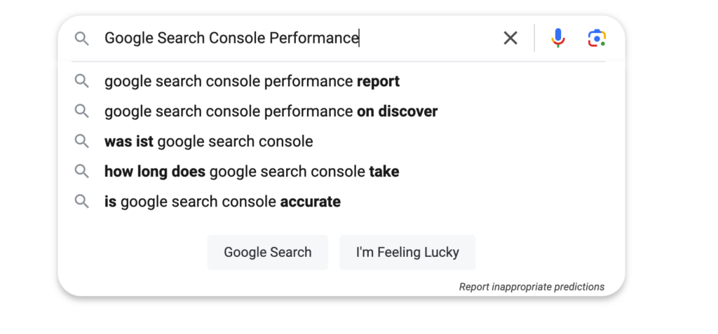 Google Search Console Performance