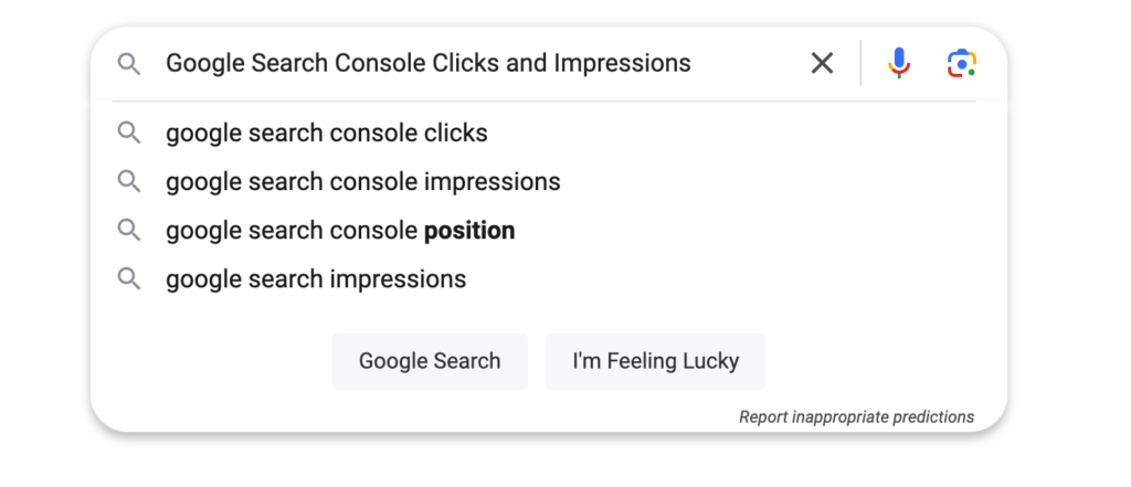 Google Search Console Clicks and Impressions 