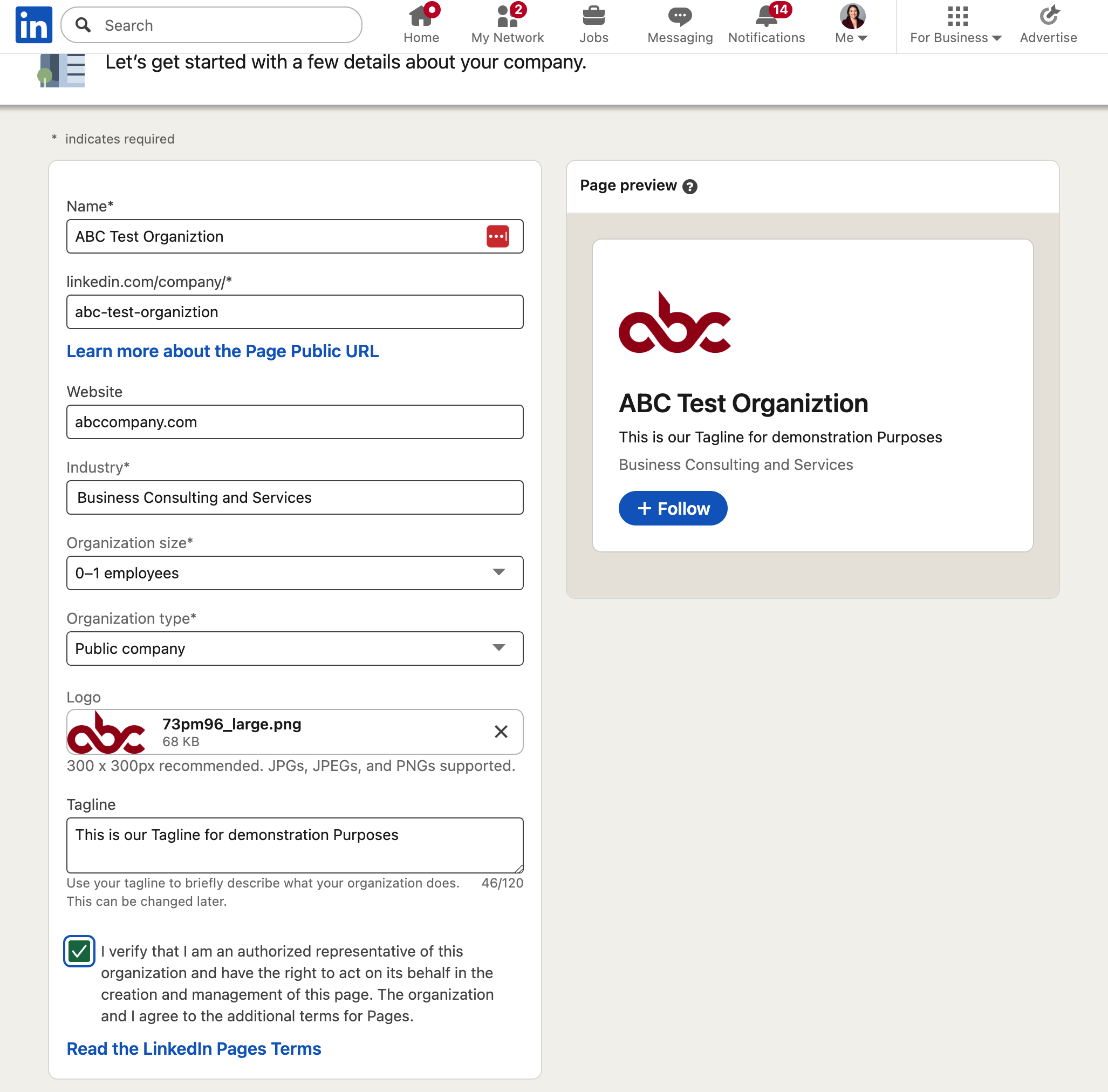 Step 3 to create a LinkedIn Business Page.png