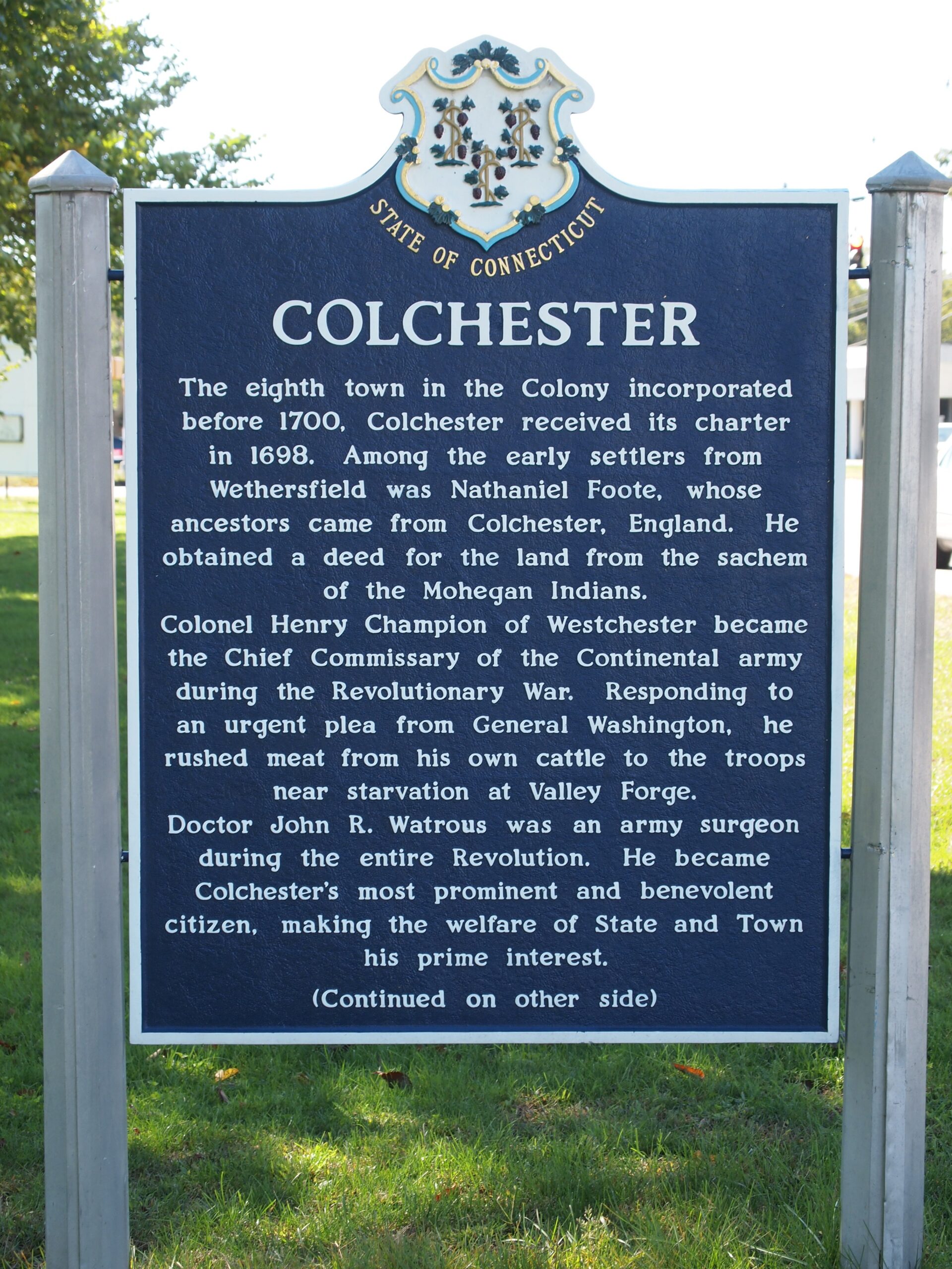 SEO Colchester CT town welcome sign